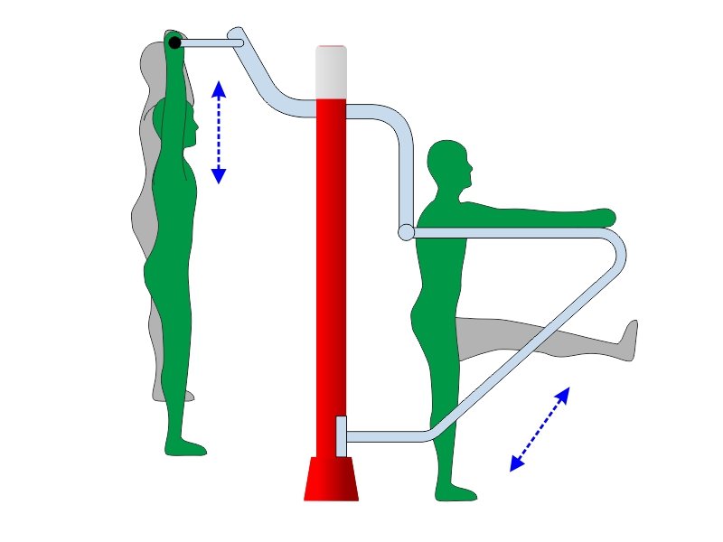 Drążek i poręcze na pylonie - schemat działania urządzenia fitness