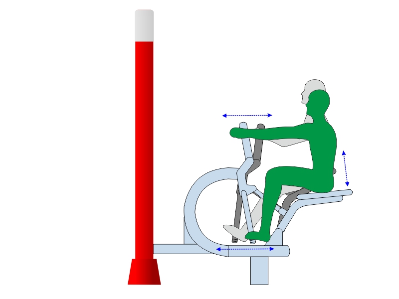 Jeździec podwójny na pylonie - schemat działania urządzenia fitness