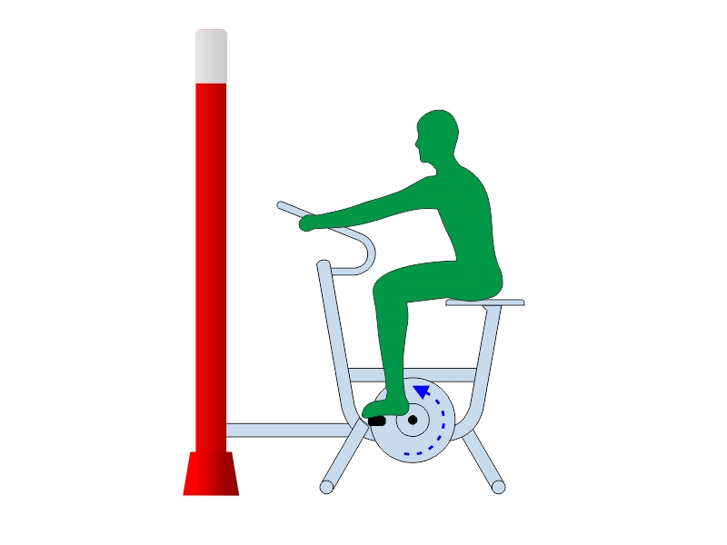 Rower podwójny na pylonie - schemat działania urządzenia fitness