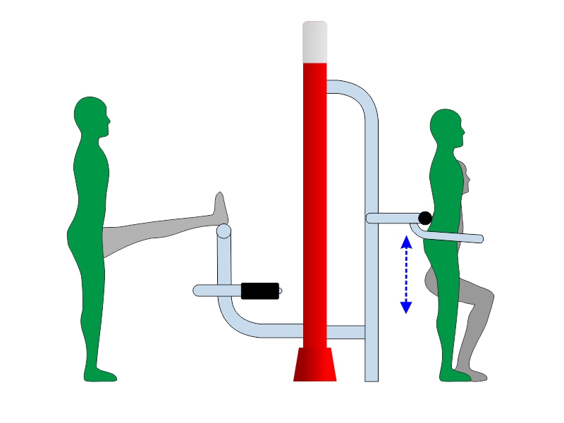 Rozciągacz nóg i masażer na pylonie - schemat działania urządzenia fitness
