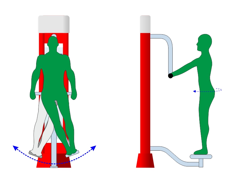 Surfer i twister na pylonie - schemat działania urządzenia fitness