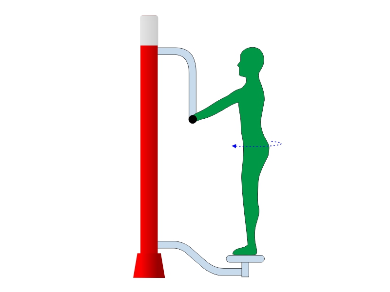 Twister podwójny na pylonie - schemat działania urządzenia fitness