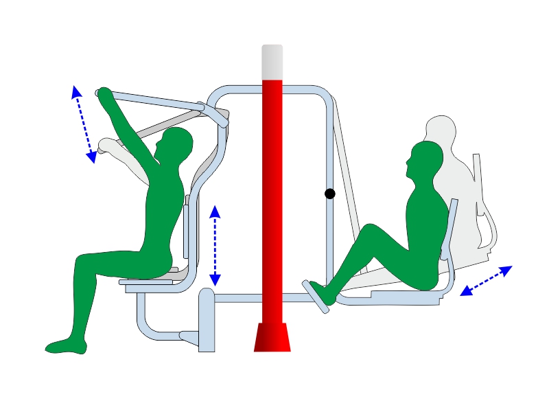 Wyciąg górny i prasa nożna na pylonie - schemat działania urządzenia fitness