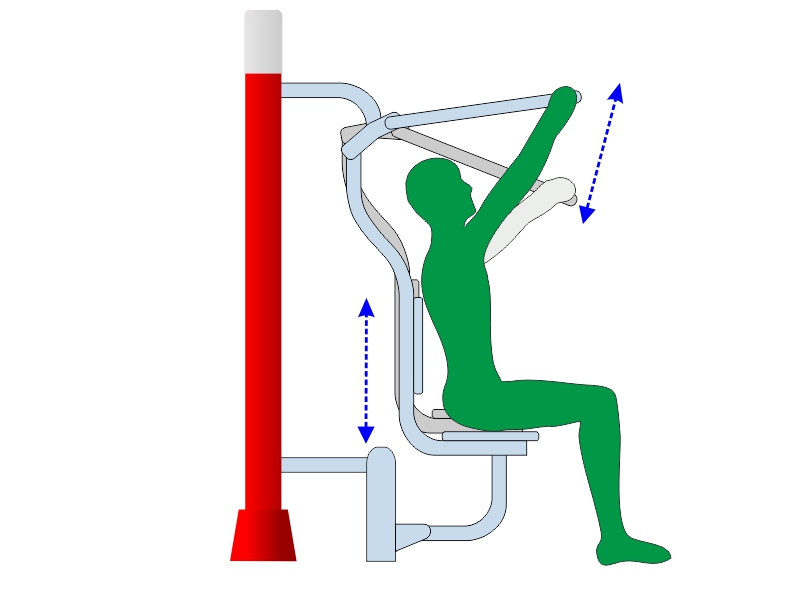 Wyciąg górny pojedynczy na pylonie - schemat działania urządzenia fitness